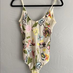 Free People Sheer Body Suit with floral print